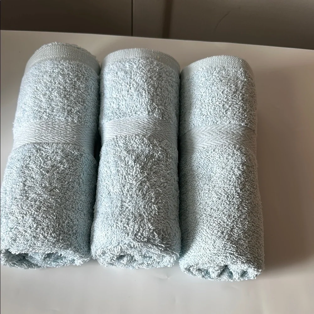 3Plush Blue Terry Cloth Bath Towels